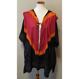 Amazing Art to Wear Vintage Africa Kimono Boho Handcrafted pockets One Size